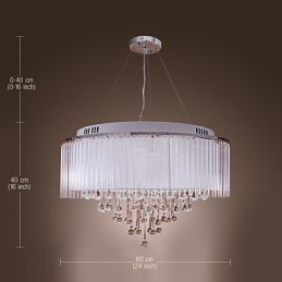 Moderne zeitgenössische Trommel Kristall galvanisierte Pendelleuchte