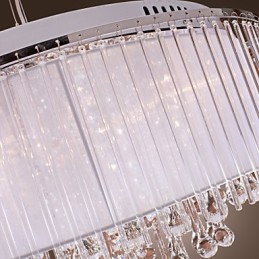 Moderne zeitgenössische Trommel Kristall galvanisierte Pendelleuchte