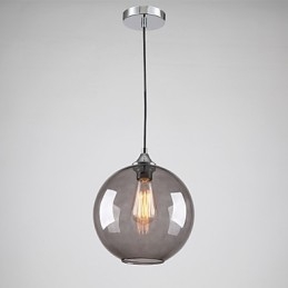 Moderne Glas-Pendelleuchte im runden rauchgrauen Blasen-Design