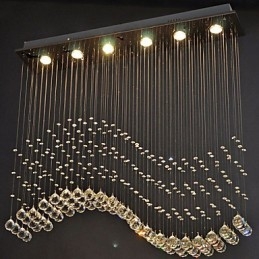 Pendelleuchte 6 Lichter Moderne Silber Canpoy Transparent Crystal Waves Deckenleuchten
