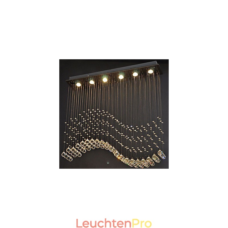 Pendelleuchte 6 Lichter Moderne Silber Canpoy Transparent Crystal Waves Deckenleuchten