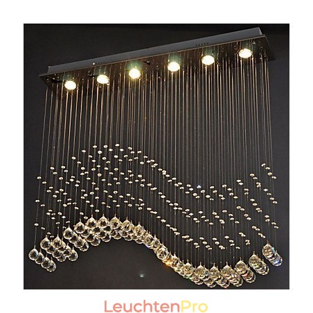 Pendelleuchte 6 Lichter Moderne Silber Canpoy Transparent Crystal Waves Deckenleuchten