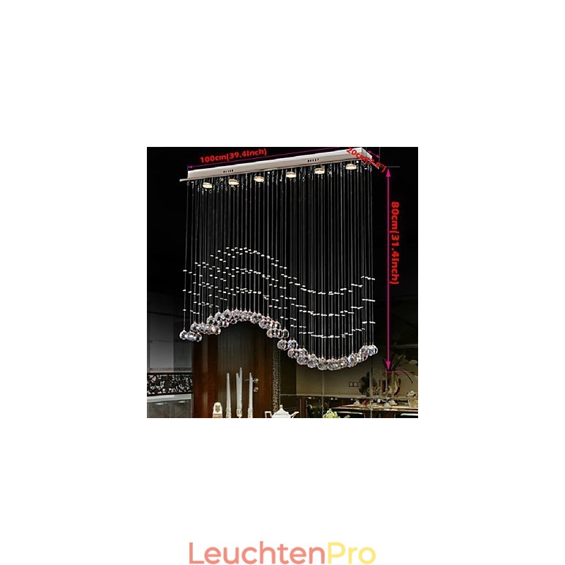 Pendelleuchte 6 Lichter Moderne Silber Canpoy Transparent Crystal Waves Deckenleuchten