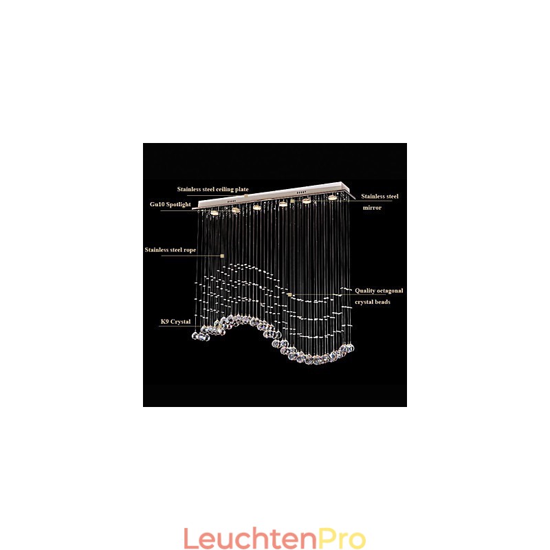 Pendelleuchte 6 Lichter Moderne Silber Canpoy Transparent Crystal Waves Deckenleuchten