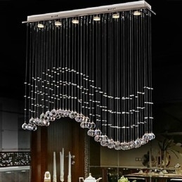 Pendelleuchte 6 Lichter Moderne Silber Canpoy Transparent Crystal Waves Deckenleuchten