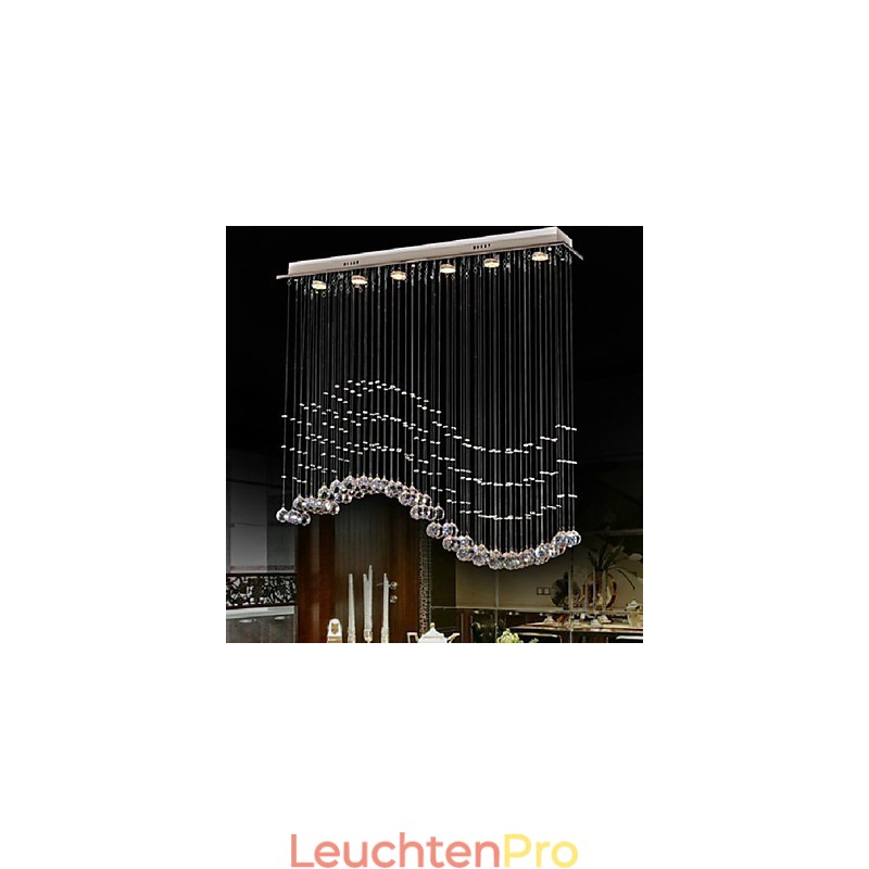 Pendelleuchte 6 Lichter Moderne Silber Canpoy Transparent Crystal Waves Deckenleuchten