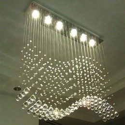 Pendelleuchte 6 Lichter Moderne Silber Canpoy Transparent Crystal Waves Deckenleuchten