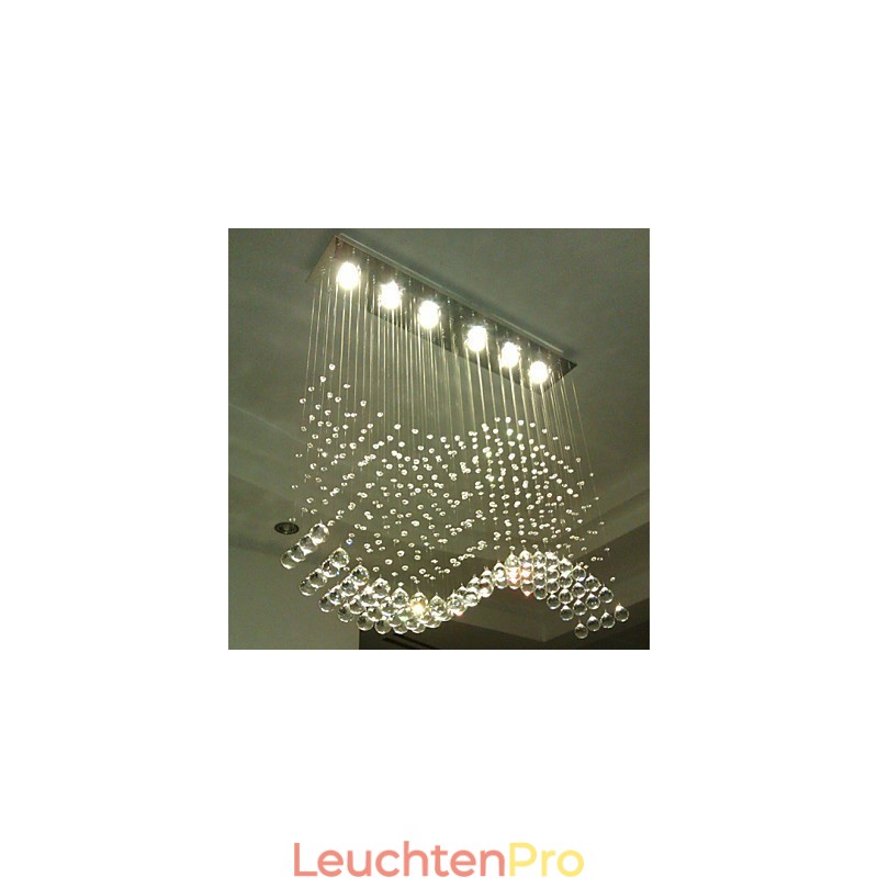 Pendelleuchte 6 Lichter Moderne Silber Canpoy Transparent Crystal Waves Deckenleuchten
