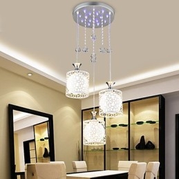 Zeitgenössische und vertraglich drei kreative Kristall Droplight Schmiedeeisen Lampe