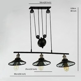 Pendelleuchten Vintage 3 Lichter ST64 Glühbirnen inklusive Up- und Down-System