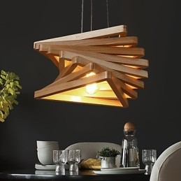 1Traditionelle klassische Landhaus-Mini-Stil Malerei Holz Bambus Pendelleuchte