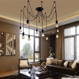 Kronleuchter Vintage Design Glühbirnen inklusive Wohnzimmer 10 Lichter Pendelleuchte