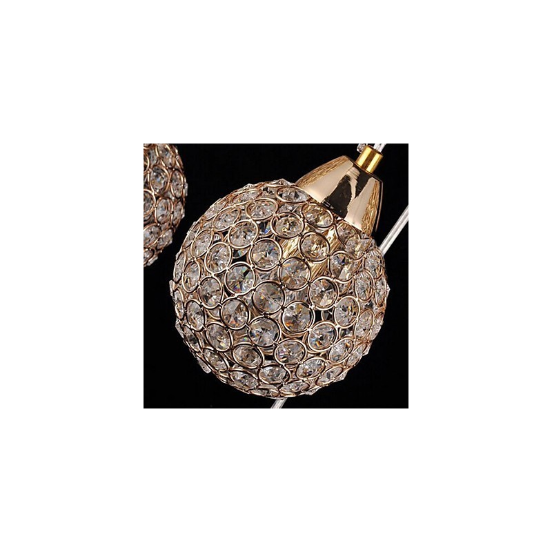 Moderne zeitgenössische Pendelleuchte aus galvanisiertem Metall mit Kugelkristallen