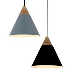 Mini Künstlerische Kegel Pendelleuchte 1 Licht Mordern Simplicity Finish Schwarz Weiß Staubblau Aluminium & Holz Droplight