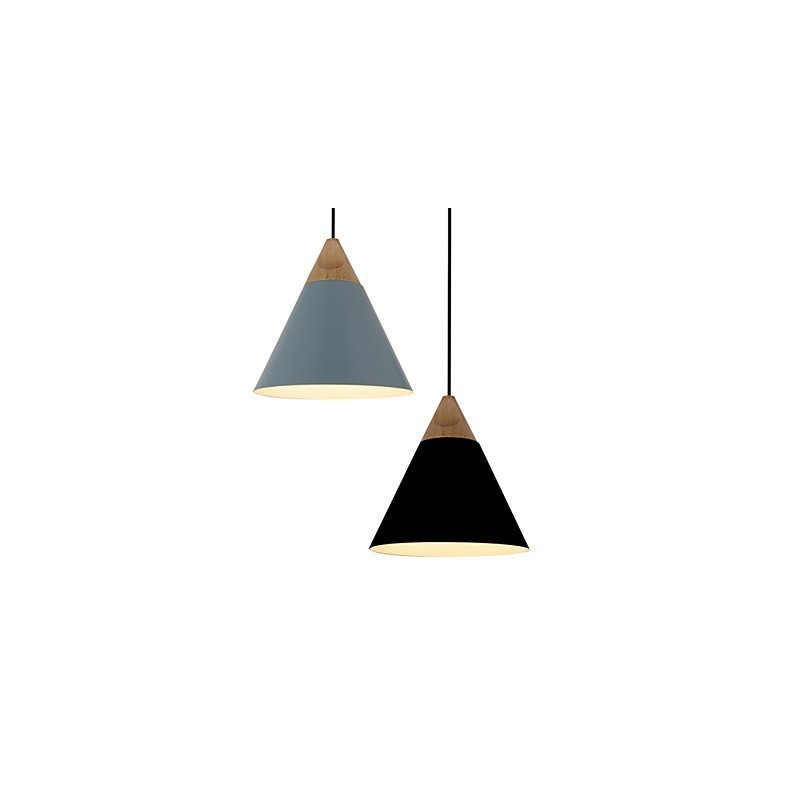 Mini Künstlerische Kegel Pendelleuchte 1 Licht Mordern Simplicity Finish Schwarz Weiß Staubblau Aluminium & Holz Droplight