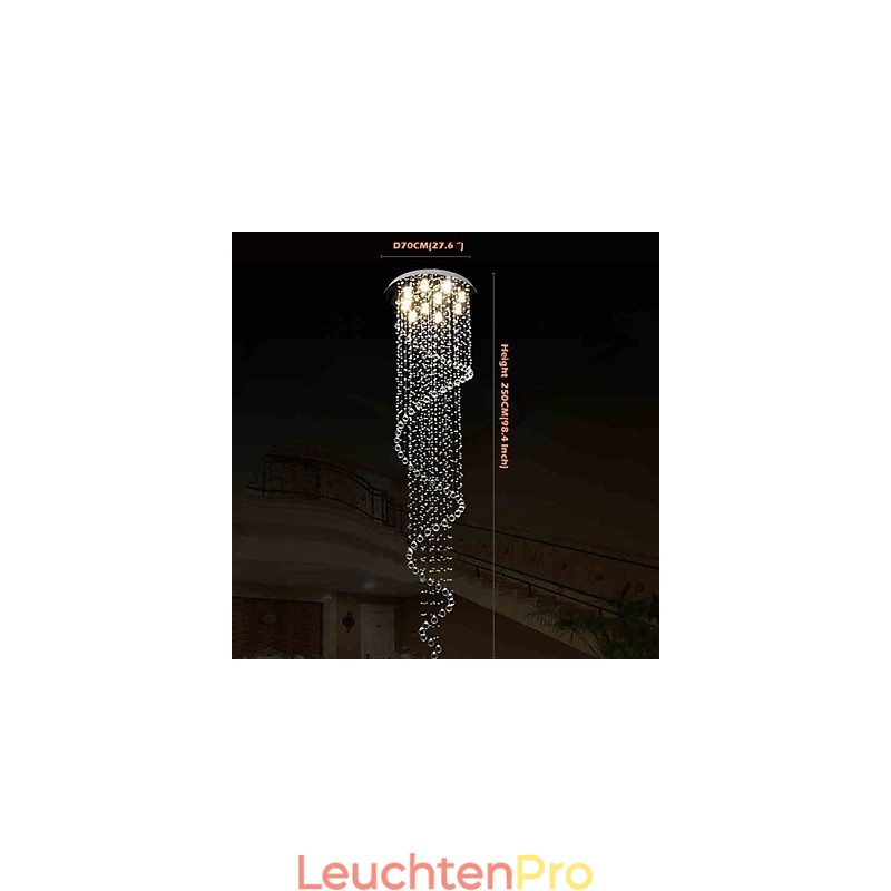 Moderne Kristall Pendelleuchte Kronleuchter Beleuchtung Lampen Leuchten mit Einzelner Spirale D70CM H250CM