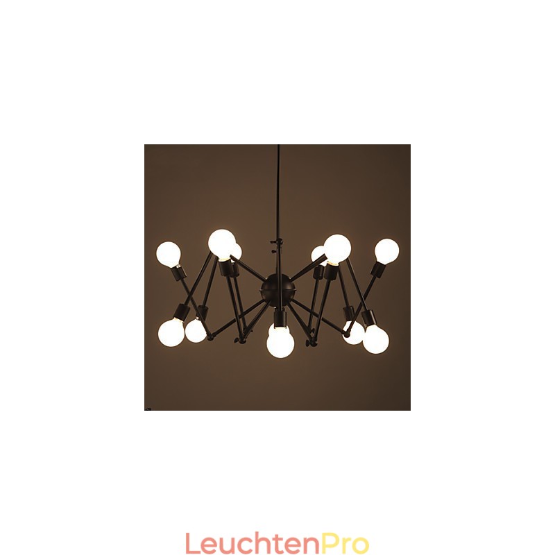 American Loft Black Lights Iron Spider Kronleuchter mit 12 Köpfen