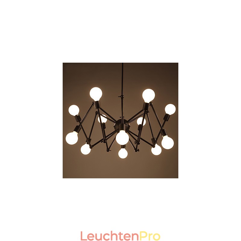 American Loft Black Lights Iron Spider Kronleuchter mit 12 Köpfen