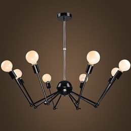 American Loft Black Lights Iron Spider Kronleuchter mit 12 Köpfen