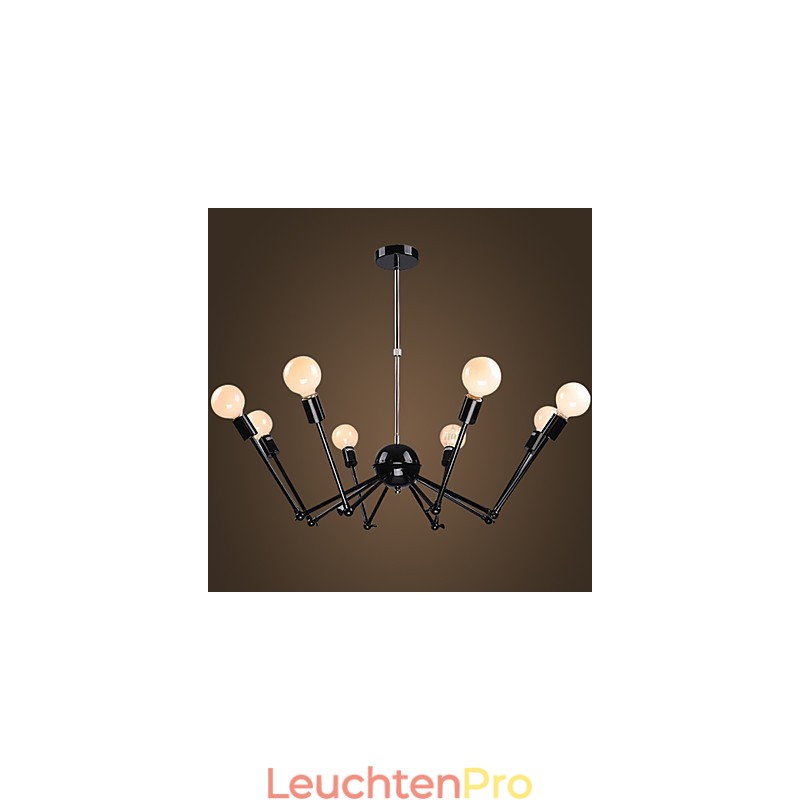 American Loft Black Lights Iron Spider Kronleuchter mit 12 Köpfen