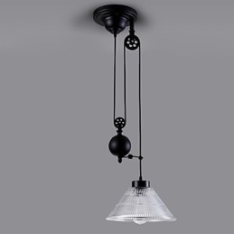 Vintage Pendelleuchte 1 Licht Insellicht Foyer-Anhänger Metall + Galss