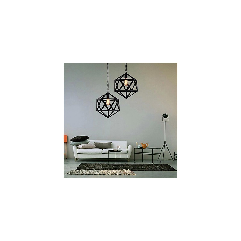 Retro Industrielle Lampe Droplight Hexaeder künstlerische Originalität Schmiedeeisen Pendelleuchte