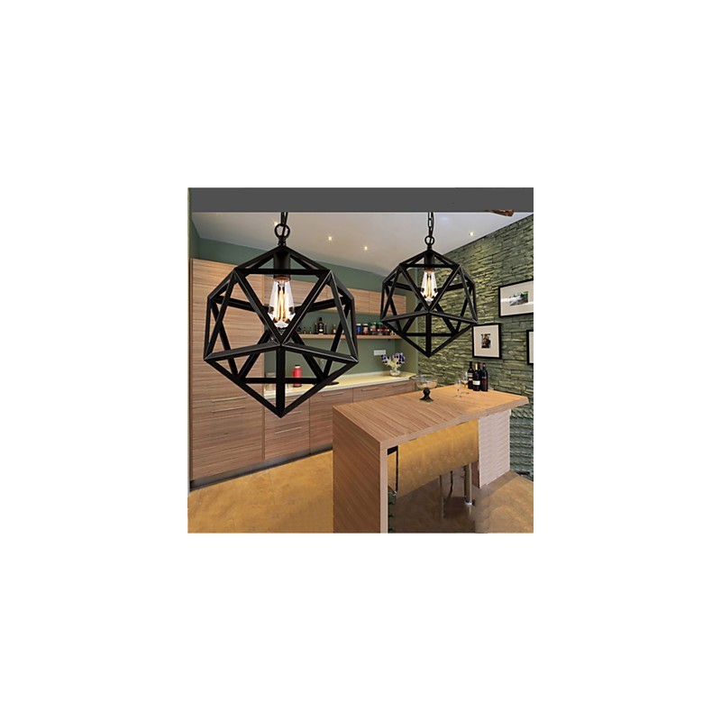 Retro Industrielle Lampe Droplight Hexaeder künstlerische Originalität Schmiedeeisen Pendelleuchte