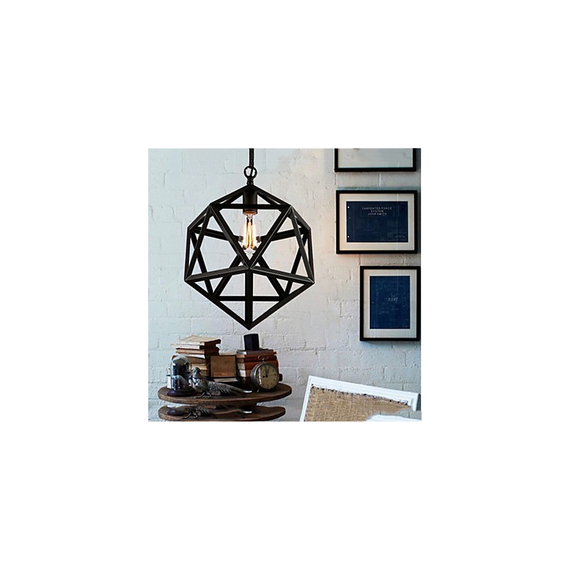 Retro Industrielle Lampe Droplight Hexaeder künstlerische Originalität Schmiedeeisen Pendelleuchte