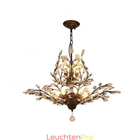 Vintage Kristall Deckenleuchte 7 Lichter Metall Malerei Schwarz ODER Gold Vintage Kristall Deckenleuchte 7 Lichter Metall Malerei Schwarz ODER Gold