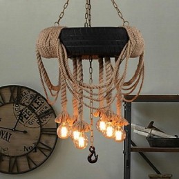 Hängelampe aus Kunststoff im Vintage-Stil mit Malerei