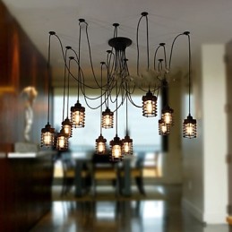 Vintage Edison Mehrere Ajustable DIY Decke Lampe Licht Anhänger Beleuchtung Kronleuchter Moderne Chic Industrielle Esszimmer