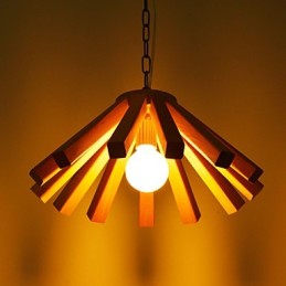 Retro Country Holz Bambus Pendelleuchte