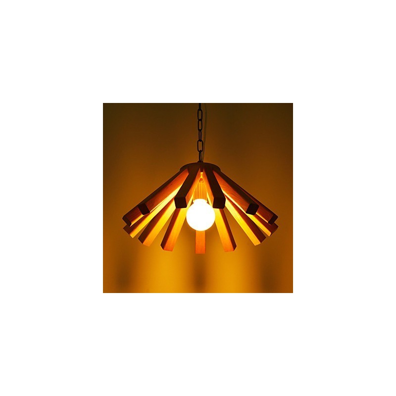Retro Country Holz Bambus Pendelleuchte