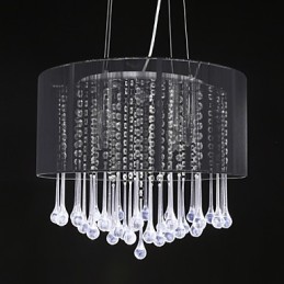 Trommel-Anhänger, modern, 4 Lichter, gewundener Lampenschirm, Kristall-Kronleuchter, Kronleuchter, modernes minimalistisches Design