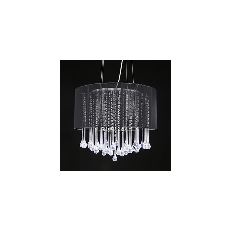 Trommel-Anhänger, modern, 4 Lichter, gewundener Lampenschirm, Kristall-Kronleuchter, Kronleuchter, modernes minimalistisches Design