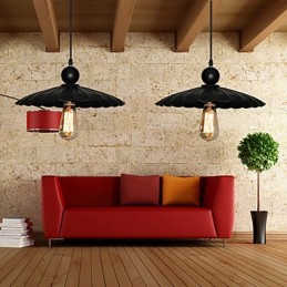 Mittlere Vintage-Hängeleuchte aus schwarzem Metall mit einem Licht