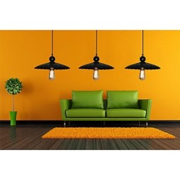 Mittlere Vintage-Hängeleuchte aus schwarzem Metall mit einem Licht