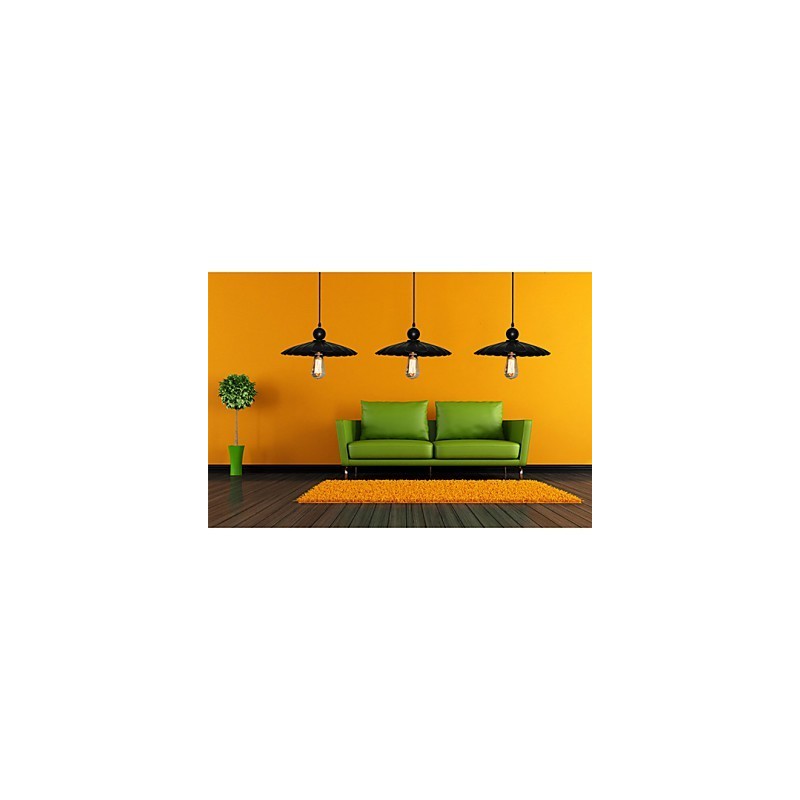 Mittlere Vintage-Hängeleuchte aus schwarzem Metall mit einem Licht