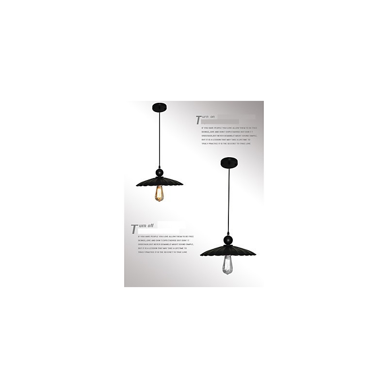 Mittlere Vintage-Hängeleuchte aus schwarzem Metall mit einem Licht