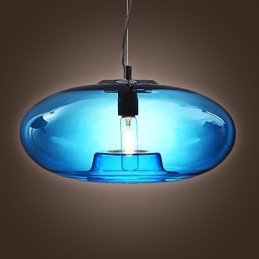 Pendelleuchte, modernes Design, blaues Glas, inklusive Glühbirne