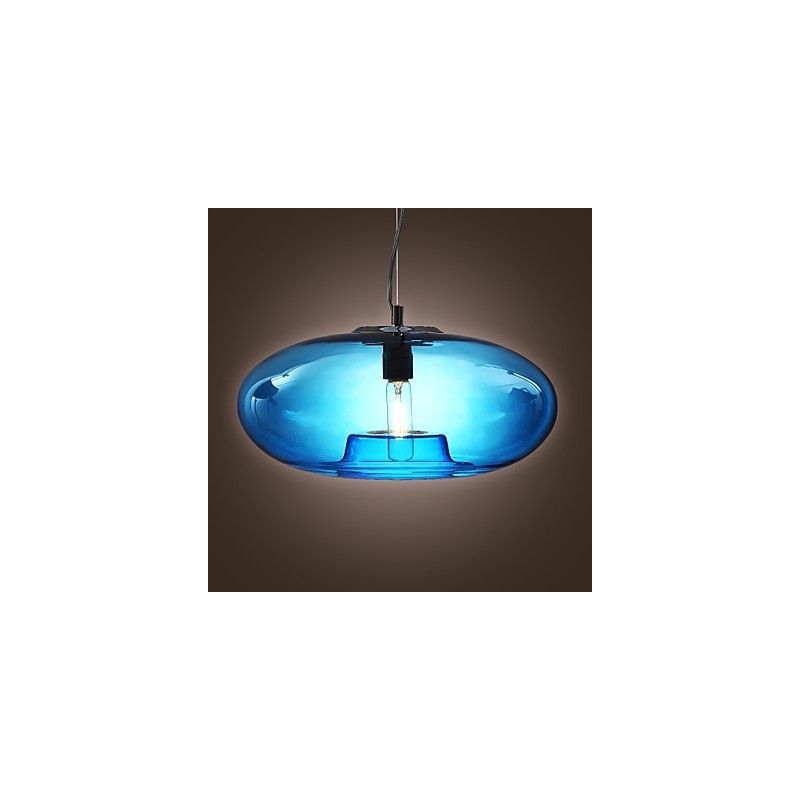 Pendelleuchte, modernes Design, blaues Glas, inklusive Glühbirne