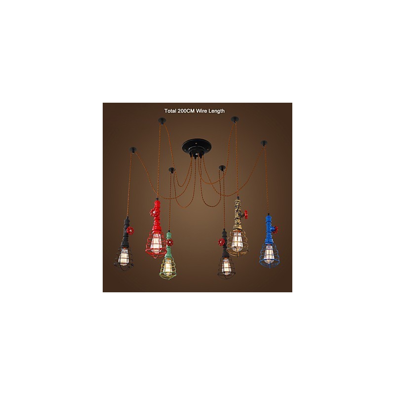 6 Lichter Vintage Pendelleuchte Wasserpfeifen Design Lichter