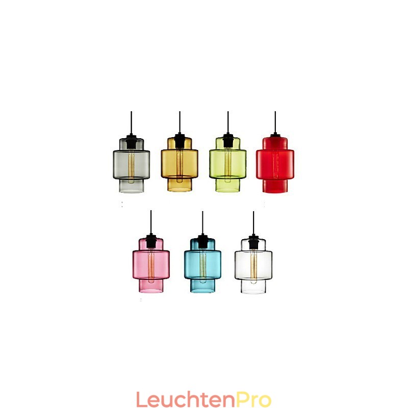Kronleuchter-Pendelleuchte mit einem Kopf und Glasschirm (Grau, Gelb, Grün, Rot, Rosa, Blau, Weiß)