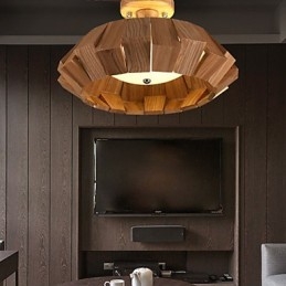 Moderne zeitgenössische Country Mini-Stil andere Holz Bambus Pendelleuchte