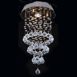 Moderne zeitgenössische Kristall galvanisierte Metall Flush Mount
