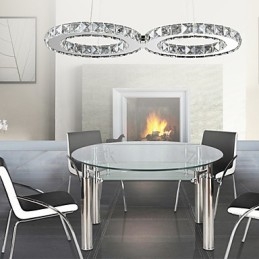 Moderne zeitgenössische Kristall Chrom Metall Pendelleuchte