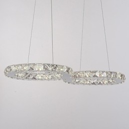 Moderne zeitgenössische Kristall Chrom Metall Pendelleuchte