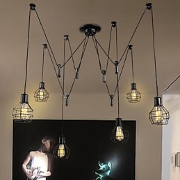6 Lichter Country Designer Metall Pendelleuchte
