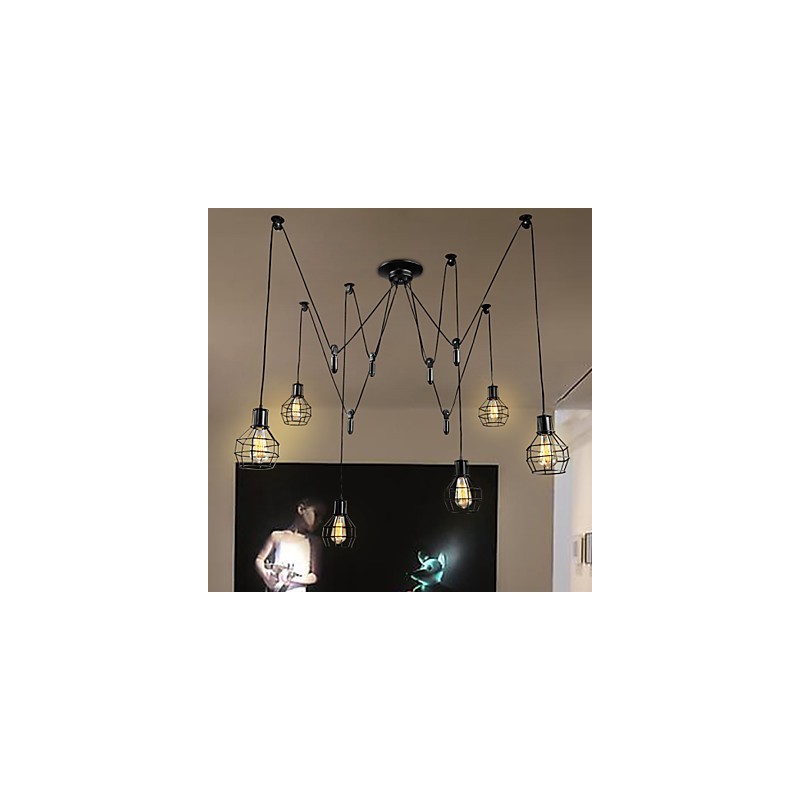 6 Lichter Country Designer Metall Pendelleuchte