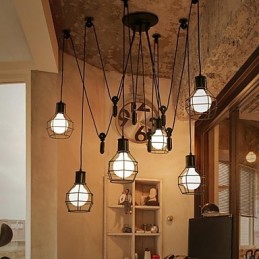 6 Lichter Country Designer Metall Pendelleuchte